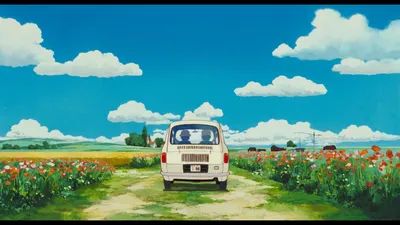 Studio Ghibli Anime Only Yesterday Nature Wallpaper 4K 1920x1080 Hd, Studio, Ghibli, Anime, Wallpaper, From, Only, Yesterday, Features, Car, Driving, Down, Teal, Blue, Ultrawide, Full HD