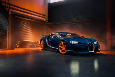 Vibrant Blue Wallpaper Cars Wallpaper 4K 6000x4000 Blue, Bugatti, Chiron, Sports, Car, With, Orange, Accents, Gold, Wheels, Parked, Dramatic, Brown, Purple, Landscape, 4k