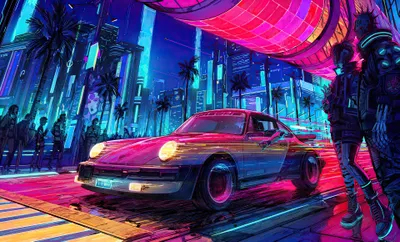Vibrant Car Amid Neon Cars Wallpaper 4K 3840x2322 A, Vibrant, 4k, Ultra, Hd, Pc, Desktop, Wallpaper, Showcasing, Porsche, Car, Amid, Pink, Red, Ultrawide