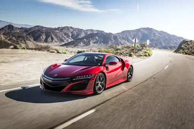 Red Acura Nsx Supercar Drives Cars Wallpaper 4K 4096x2731 A, Red, Acura, Nsx, Supercar, Drives, Through, Scenic, Mountain, Road, Under, Clear, White, Gray, Landscape, 4k