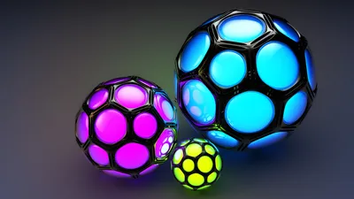 Three Abstract Cgi Spheres Vibrant Abstract Wallpaper 4K 1920x1080 Three, Abstract, Cgi, Spheres, In, Vibrant, Purple, Blue, Yellow, Colors, Glossy, Finish, Pink, Ultrawide, Full HD