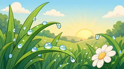 Cartoon Sunrise Dew Cars Wallpaper 4K 3840x2160 Cartoon, Sunrise, Over, Dew-covered, Grass, And, A, Lone, Daisy, Sparkling, Morning, Dew, White, Ultrawide, 4K