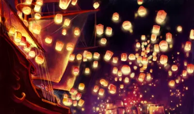 Bold Vibrant Wallpaper Fantasy Wallpaper 4K 2070x1220 A, Vibrant, Hd, Wallpaper, From, The, Movie, Tangled, Featuring, Scene, Filled, Glowing, Brown, Purple, White, Ultrawide, Full HD