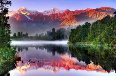 Lake Matheson Reflection Aoraki Mount Nature Wallpaper 4K 2048x1341 Hd, Wallpaper, Of, Lake, Matheson, With, A, Stunning, Reflection, Aoraki, Mount, Cook, Gray, Pink, Ultrawide, Full HD