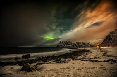 Golden Northern Wallpaper Nature Wallpaper 4K 4928x3280 Hd, Desktop, Wallpaper, Featuring, The, Northern, Lights, Over, Snowy, Beach, Lofoten, Islands, Gray, Brown, Ultrawide, 4k