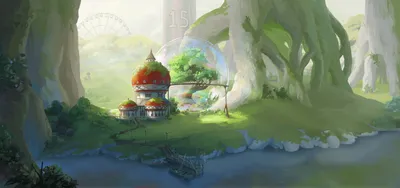 Anime Inspired One Nature Wallpaper 4K 10000x4694 Anime-inspired, One, Piece, Scene, Featuring, A, Serene, Forest, Village, Vibrant, Greenery, Towering, White, Ultrawide, 4k