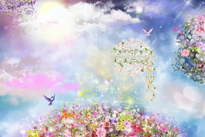 Sci Vibrant Space Themed Nature Wallpaper 4K 1906x1280 Hd, Sci-fi, Desktop, Wallpaper, Featuring, Vibrant, Space-themed, Artistic, Flowers, Floating, Among, Clouds, White, Landscape