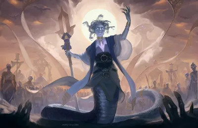 Dark Necromancer Medusa Undead Traits Black/Dark Wallpaper 4K 2073x1343 Hd, Pc, Wallpaper, Featuring, A, Dark, Necromancer, Medusa, Undead, Traits, Holding, Staff, White, Gray, Ultrawide, Full HD