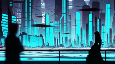 Calm Futuristic Wallpaper World Wallpaper 4K 1920x1080 Futuristic, Sci-fi, Cityscape, With, Glowing, Blue, Skyscrapers, And, Silhouettes, Designed, Desktop, Yellow, Ultrawide, Full HD