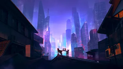 Vivid Cats Wallpaper Animals Wallpaper 4K 1920x1080 Cats, In, Love, A, Futuristic, City, By, Martina, Stipan, Brown, Orange, Ultrawide, Full HD