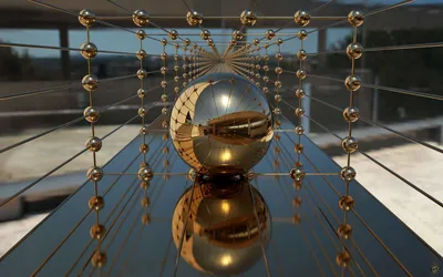 Abstract Reflective Golden Sphere Suspended Abstract Wallpaper 4K 1920x1200 Abstract, Hd, Pc, Desktop, Wallpaper, Featuring, A, Reflective, Golden, Sphere, Suspended, Within, Gray, Ultrawide, Full HD