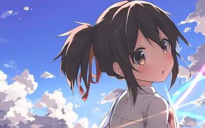 Mitsuha Miyamizu Anime Nature Wallpaper 4K 1920x1200 Hd, Wallpaper:, Of, Mitsuha, Miyamizu, From, The, Anime, Your, Name, Featuring, Her, Pink, Gray, Ultrawide, Full HD
