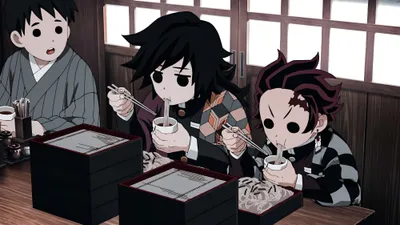 Anime Chibi Characters Demon Abstract Wallpaper 4K 4000x2250 4k, Ultra, Hd, Anime, Wallpaper:, Featuring, Chibi-style, Characters, Demon, Slayer, Kimetsu, Yaiba, White, Gray, Ultrawide