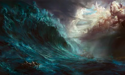 Dark Fantasy Wallpaper Nature Wallpaper 4K 1920x1147 Hd, Wallpaper, Featuring, A, Fantasy, Scene, Of, Turbulent, Ocean, Waves, Under, Dramatic, Gray, Ultrawide, Full HD