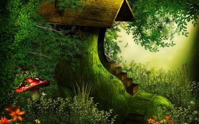 Epic Artistic Wallpaper Fantasy Wallpaper 4K 1920x1200 Artistic, Fantasy, Hd, Pc, Desktop, Wallpaper, A, Mossy, Shoe-shaped, House, Steps, Nestled, White, Pink, Ultrawide, Full HD