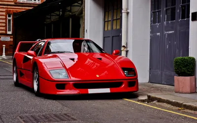 Vivid Red Wallpaper World Wallpaper 4K 2560x1600 Hd, Desktop, Wallpaper, Featuring, A, Red, Ferrari, F40, Parked, Street, Beside, Industrial-style, Gray, Ultrawide, QHD
