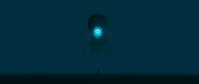 Golden Sci Wallpaper Black/Dark Wallpaper 4K 5640x2400 A, Sci‑fi, Alien, With, Glowing, Blue, Eye, Emerging, Darkness, Depicted, Stunning, Detail, Brown, Gray, Pink, Ultrawide, 4k