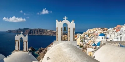Sleek Santorini Wallpaper Nature Wallpaper 4K 6112x3061 Santorini, On, The, Aegean, Sea, Brown, Ultrawide, 4k
