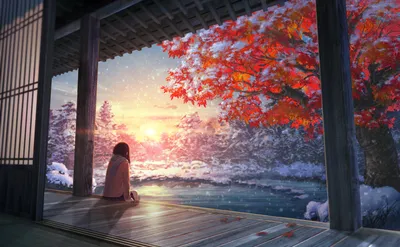 Anime Serene Sunrise Nature Wallpaper 4K 3236x2000 Hd, Anime, Desktop, Wallpaper:, Featuring, A, Serene, Sunrise, Scene, Person, Sitting, Under, White, Gray, Ultrawide, QHD