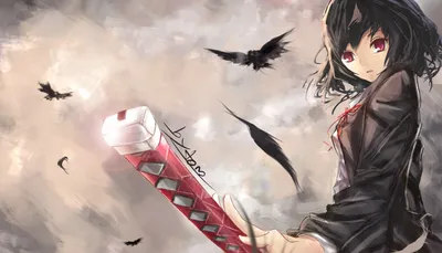 Radiant Anime Wallpaper Abstract Wallpaper 4K 3508x2010 Anime, Warrior, Holding, A, Katana, Surrounded, By, Crows, Painterly, Designed, High-definition, Desktop, White, Ultrawide, QHD