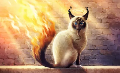 Misty Fantasy Wallpaper Animals Wallpaper 4K 1920x1180 A, Fantasy-themed, Hd, Desktop, Wallpaper, Featuring, Cat, Flaming, Tail, Blue, Eyes, Glowing, White, Ultrawide, Full HD