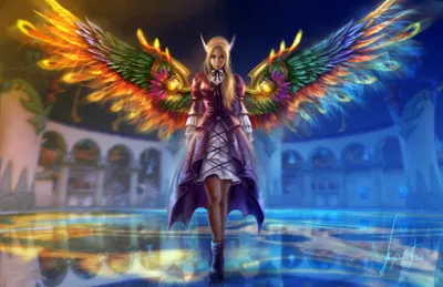 Fantasy Angel Vibrant Abstract Wallpaper 4K 2000x1298 Hd, Desktop, Wallpaper, Of, A, Fantasy, Angel, With, Vibrant, Colorful, Wings, Standing, Red, Brown, Ultrawide, Full HD
