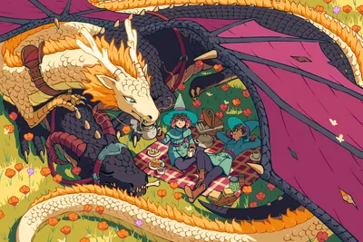 Dreamy Vibrant Wallpaper Fantasy Wallpaper 4K 1920x1280 A, Vibrant, Fantasy, Hd, Pc, Desktop, Wallpaper, Featuring, Large, Dragon), Resting, Protectively, Brown, Landscape, Full HD