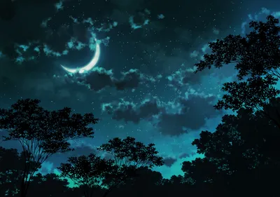 Serene Anime Wallpaper Nature Wallpaper 4K 1781x1250 Hd, Anime-style, Original, Desktop, Wallpaper, Featuring, A, Serene, Night, Sky, Crescent, Moon, Brown, Landscape