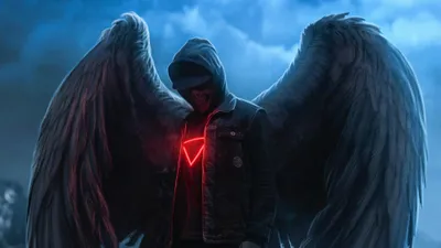 Dark Dark Wallpaper Black/Dark Wallpaper 4K 2000x1125 Hd, Pc, Desktop, Wallpaper, Of, A, Dark, Angel, Large, Wings, Glowing, Red, Yellow, Pink, Ultrawide, Full HD