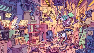 Moody Fortnite Wallpaper Abstract Wallpaper 4K 1920x1080 Hd, Fortnite, Loading, Screen, Artwork, Featuring, A, Detailed, Colorful, Workshop, Filled, Robots, Gray, Pink, Ultrawide, Full HD