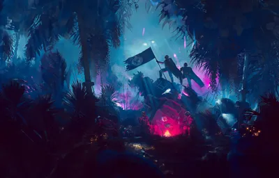 Helldivers Silhouetted Soldiers Abstract Wallpaper 4K 4000x2560 Helldivers, 2, 4k, Ultra, Hd, Pc, Desktop, Wallpaper, Silhouetted, Soldiers, Planting, Flag, Green, Pink, Ultrawide