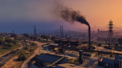 Sleek Industrial Wallpaper Games Wallpaper 4K 1920x1080 Hd, Pc, Desktop, Wallpaper, Featuring, An, Industrial, Area, Smoke, Stacks, Power, Lines, Gray, Ultrawide, Full HD