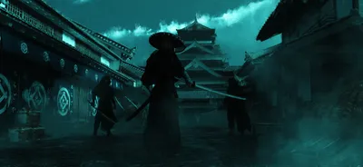 Fantasy Samurai Depicting Black/Dark Wallpaper 4K 3041x1400 Hd, Fantasy, Samurai, Desktop, Wallpaper, Depicting, Three, Shadowy, Warriors, Traditional, Armor, Standing, Brown, Orange, Purple, Ultrawide, QHD
