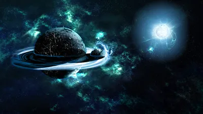 Sci Black Planet Rings Space Wallpaper 4K 1920x1080 Hd, Sci-fi, Wallpaper:, Featuring, A, Black, Planet, With, Rings, Glowing, Nebulae, Bright, Ultrawide, Full HD