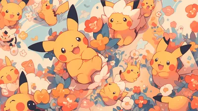 Radiant Vibrant Wallpaper Abstract Wallpaper 4K 2912x1632 A, Vibrant, Hd, Wallpaper, Featuring, Multiple, Cheerful, Pikachu, Surrounded, Colorful, Flowers, Capturing, Orange, Purple, Ultrawide, QHD