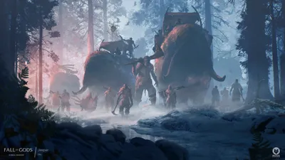 Fantasy Warriors Large Beasts Moving Wallpaper 4K, Fantasy category
