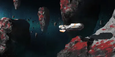 Sci Sleek Spaceship Threading Red Space Wallpaper 4K 2000x1000 Hd, Sci-fi, Pc, Desktop, Wallpaper, A, Sleek, Spaceship, Threading, Red-veined, Asteroid, Field, Gray, Brown, Ultrawide, Full HD