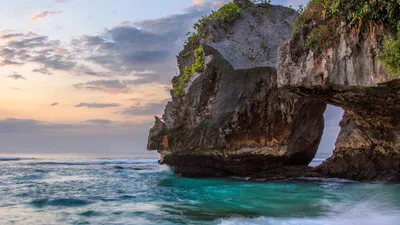 Vibrant Coastal Wallpaper Nature Wallpaper 4K 2048x1152 Hd, Pc, Desktop, Wallpaper, And, Background, Showing, A, Coastal, Rock, Arch, Framing, Gray, White, Ultrawide, Full HD