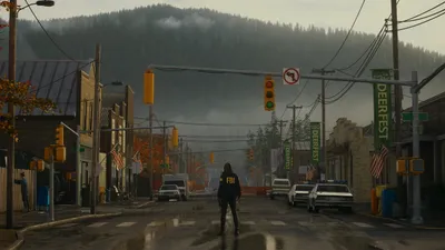 Alan Wake Mysterious Figure Nature Wallpaper 4K 2560x1440 Hd, Desktop, Wallpaper, Featuring, Alan, Wake, 2, With, Mysterious, Figure, Standing, Center, Gray, Ultrawide, QHD