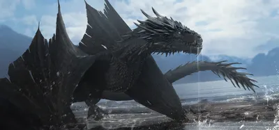 Fantasy Majestic Black Fantasy Wallpaper 4K 2319x1080 Hd, Fantasy, Wallpaper:, Featuring, A, Majestic, Black, Dragon, Near, Shoreline, Water, Dripping, White, Ultrawide, Full HD