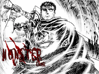 Black White Manga Guts Black/Dark Wallpaper 4K 1366x1024 Hd, Pc, Desktop, Wallpaper, Black-and-white, Manga, Image, Of, Guts, Berserk, Swinging, His, White, Landscape