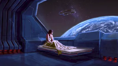 Vivid Definition Wallpaper Space Wallpaper 4K 3840x2160 A, High-definition, Sci‑fi, Desktop, Wallpaper, Featuring, Woman, Sitting, Platform, Futuristic, Space, Station, Pink, Gray, Ultrawide, 4k