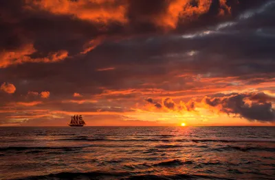 Silhouetted Sailing Ship Horizon Fiery Nature Wallpaper 4K 4960x3257 4k, Ultra, Hd, Pc, Desktop, Wallpaper, Silhouetted, Sailing, Ship, Horizon, Fiery, Red-orange, Brown, Ultrawide