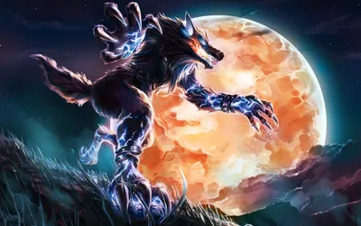 Werewolf Silhouette Luminous Full Space Wallpaper 4K 1920x1200 Hd, Desktop, Wallpaper, Featuring, A, Werewolf, Silhouette, Against, Luminous, Full, Moon, Dark, Gray, Pink, Ultrawide, Full HD