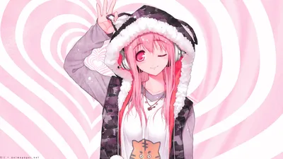 Serene Anime Wallpaper Animals Wallpaper 4K 1920x1080 An, Anime, Character, With, Pink, Hair, Animal, Ears, Headphones, Winking, Smiling, She, White, Ultrawide, Full HD