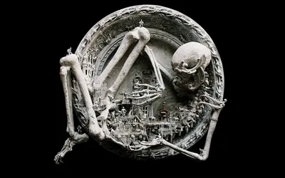 Dark Detailed Skeleton Entwined Black/Dark Wallpaper 4K 1680x1050 A, Dark, Hd, Wallpaper, Featuring, Detailed, Skeleton, Entwined, Intricate, Designs, Set, Against, Gray, Ultrawide