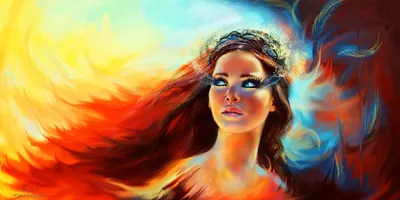Vibrant Colorful Fantasy Woman Flowing Abstract Wallpaper 4K 5671x2835 A, Vibrant, Colorful, Fantasy, Image, Of, Woman, Flowing, Hair, Set, Against, Stunning, White, Ultrawide, 4k