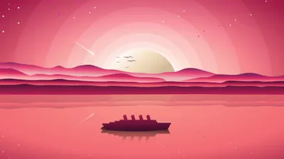 Serene Minimalist Wallpaper Minimal Wallpaper 4K 3840x2160 Minimalist, Artistic, 4k, Ultra, Hd, Pc, Desktop, Wallpaper, Lone, Boat, Calm, Water, Pink, Ultrawide