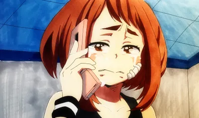 Dreamy Emotional Wallpaper Technology Wallpaper 4K 3869x2293 Emotional, Ochaco, Uraraka, From, My, Hero, Academia, With, Tears, Bandage, Holding, Phone, White, Ultrawide, 4k