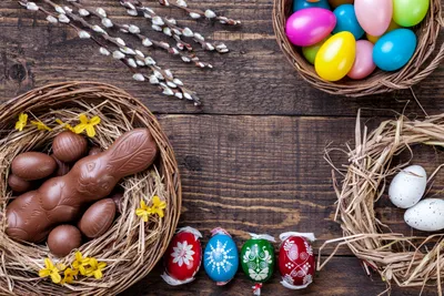 Sleek Still Wallpaper Abstract Wallpaper 4K 5616x3744 A, 4k, Ultra, Hd, Still, Life, Easter, Desktop, Featuring, Baskets, Colorful, Eggs, Gray, Brown, Landscape